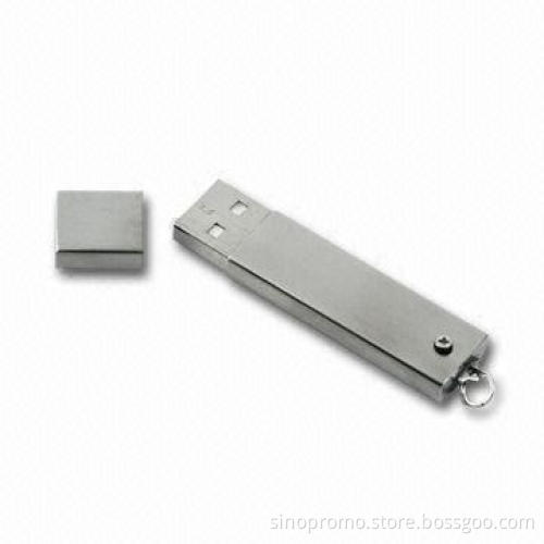 USB Flash Drive in Slim Shape, 0with Stainless Steel Housing, Measures 56 x 13.5 x 5.6mm
